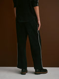 Brushed Rib Straight-Leg Pant - Black/Snow White