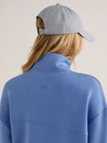 Sian Cropped Half-Zip Sweat - Marina