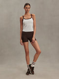 Theon Scoop Neck Tank - White/Coffee Bean