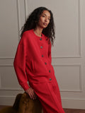 Olwen Button Front Sweater - Red Marl