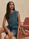 Simmons Half Zip Tank - Mallard Blue