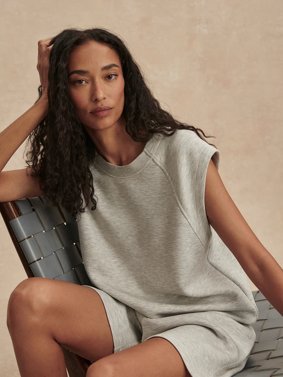 Salome Raglan Tee - Light Grey Marl