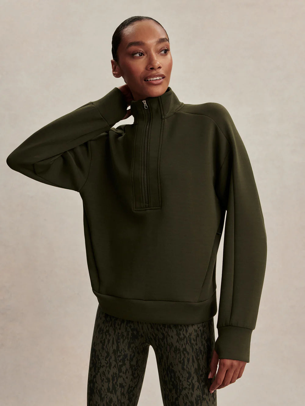 Marissa Half-Zip Sweat - Dark Resin Green