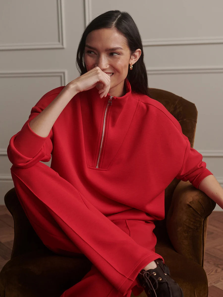 Hawley Half-Zip Sweat - Red Marl