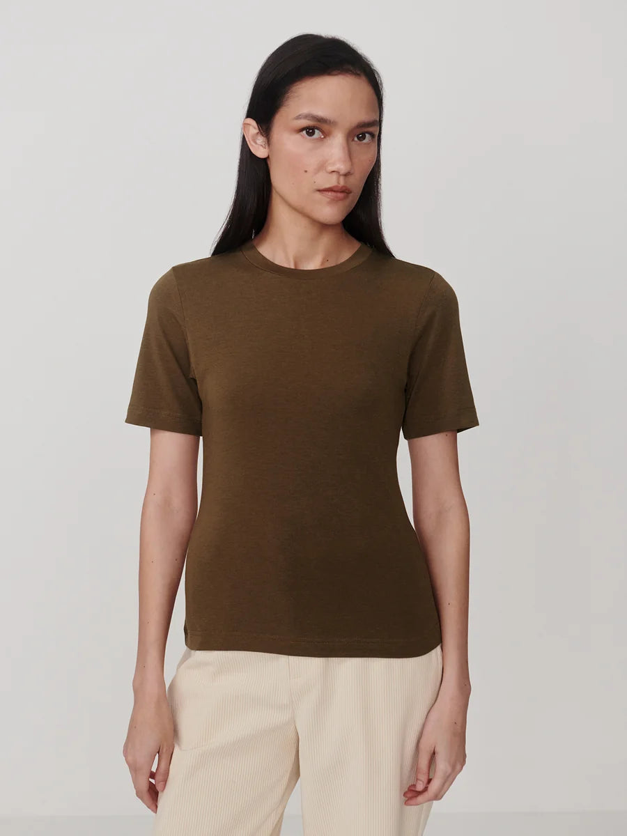 Regina Fitted Tee - Teak Olive