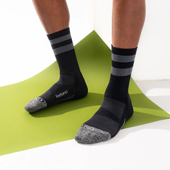 Elite Light Cushion Mini Crew - Black High Top Stripe
