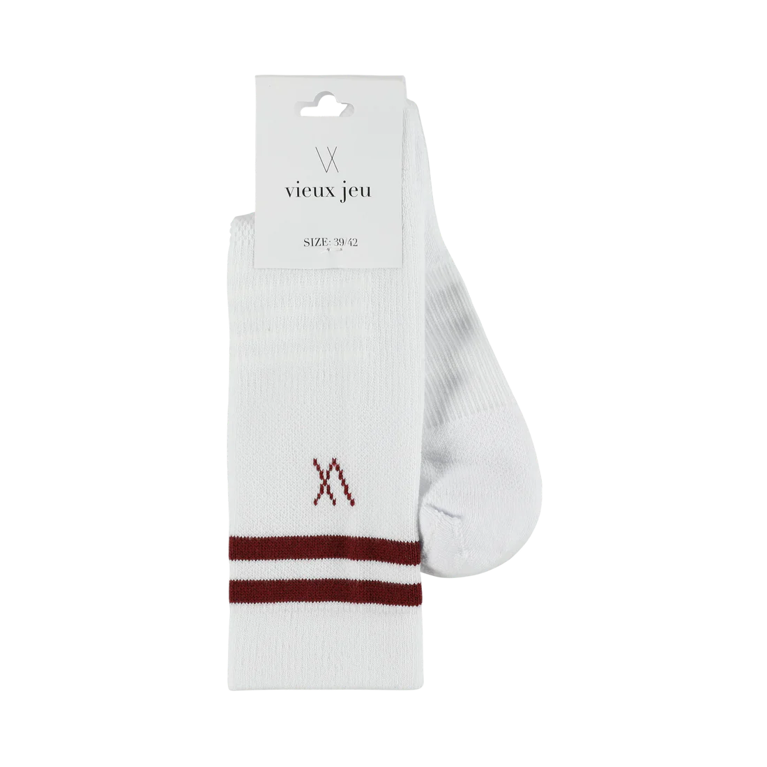 Bo Socks - White/Burgundy