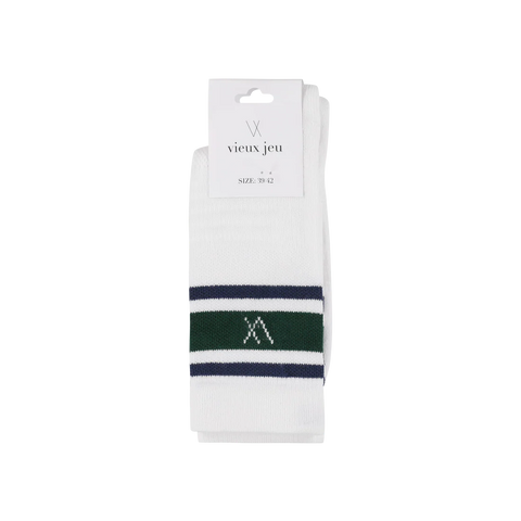 Bo Socks - White/Dark Green/Dress Blue