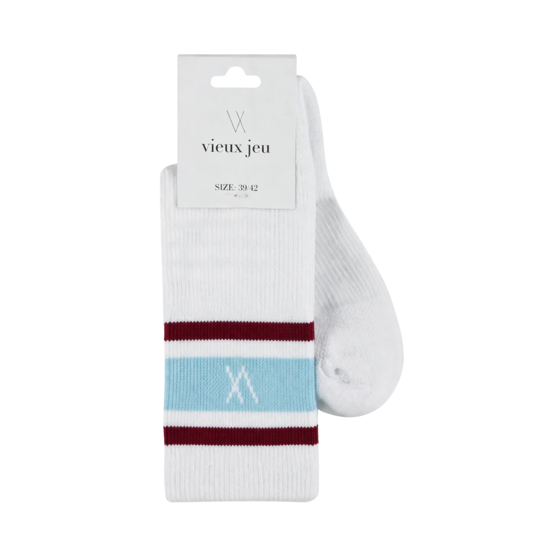 Bo Socks - White/Light Blue/Burgundy