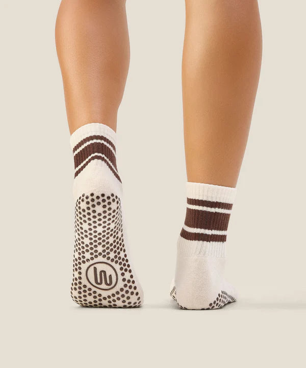 Crew Grip Socks - Oat Espresso Stripe