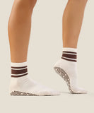 Crew Grip Socks - Oat Espresso Stripe