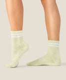 Crew Grip Socks - Matcha Ivory Stripe