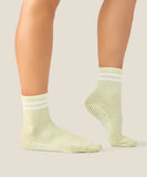 Crew Grip Socks - Matcha Ivory Stripe