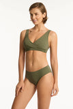 Essentials Cross Front Multifit Bra Top - Khaki