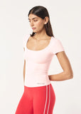 Foundation Scoop Short Sleeve Top  - Soft Pink