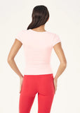 Foundation Scoop Short Sleeve Top  - Soft Pink