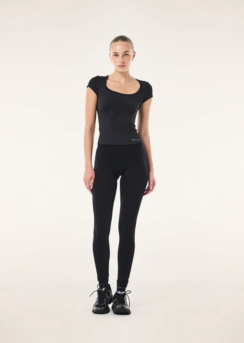 Foundation Scoop Short Sleeve Top - Black
