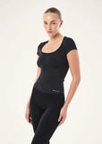 Foundation Scoop Short Sleeve Top - Black