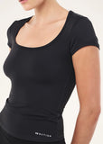 Foundation Scoop Short Sleeve Top - Black
