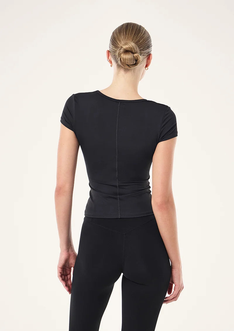 Foundation Scoop Short Sleeve Top - Black
