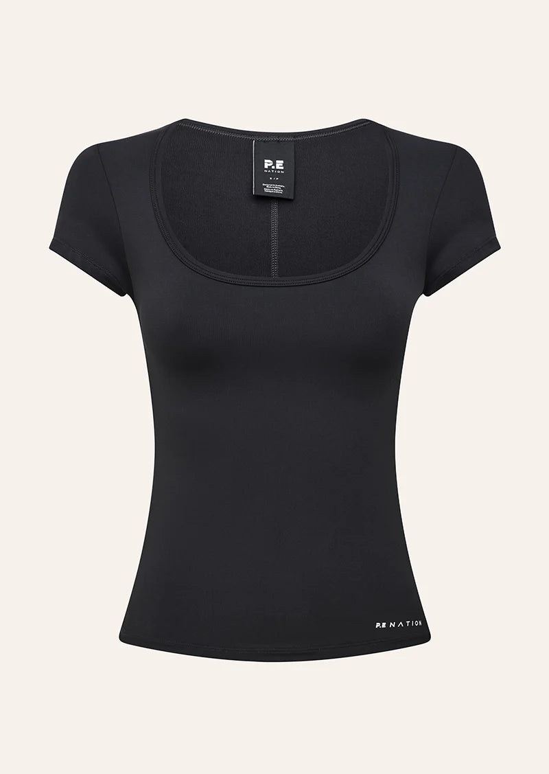 Foundation Scoop Short Sleeve Top - Black