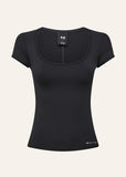Foundation Scoop Short Sleeve Top - Black