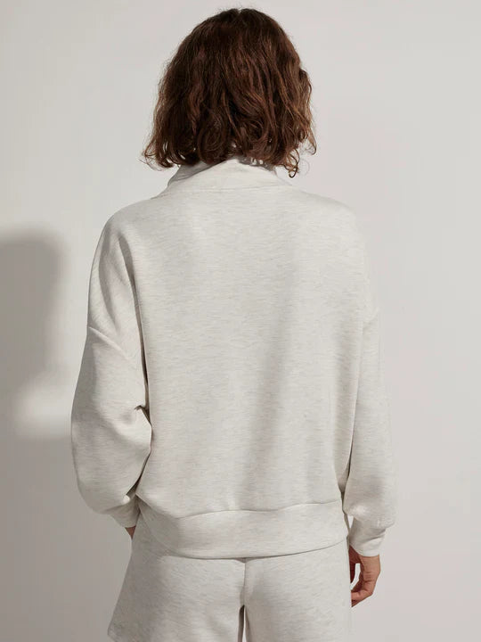Hawley Half-Zip Sweat - Ivory Marl