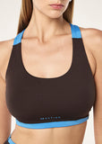 Highgate Sports Bra - Coffee/Marina Blue