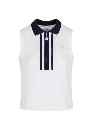 Josephine Top - White/Dress Blue