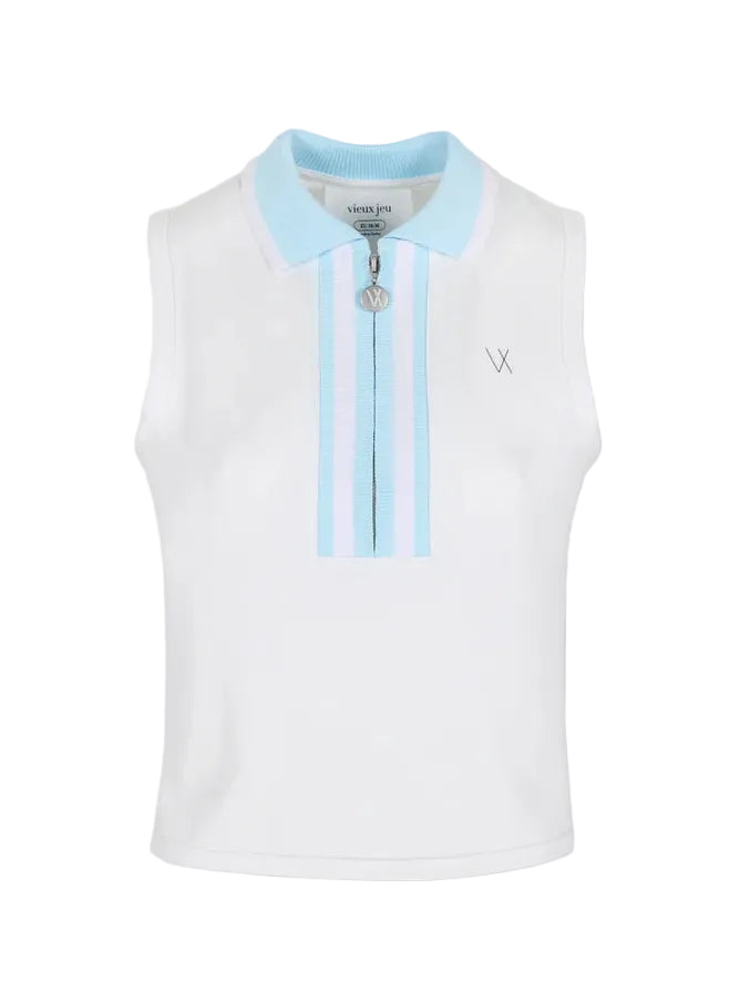Josephine Top - White/Light Blue