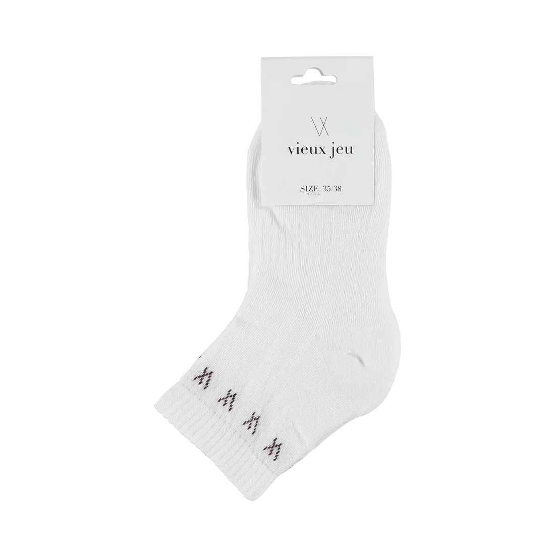Mel Mid Socks - White/Burgundy Logo