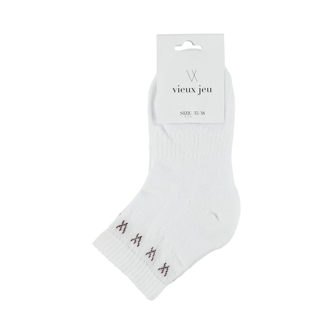 Mel Mid Socks - White/Burgundy Logo