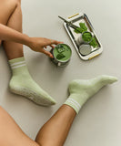 Crew Grip Socks - Matcha Ivory Stripe