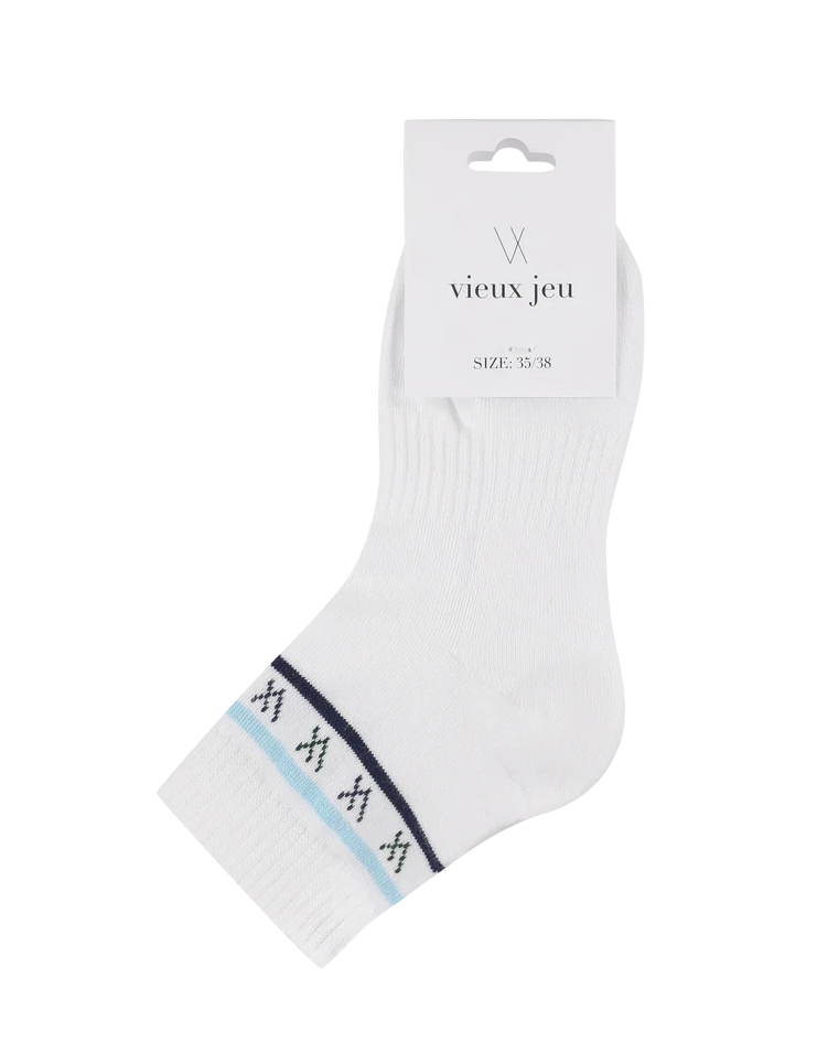 Mel Mid Socks - White/Dress Blue