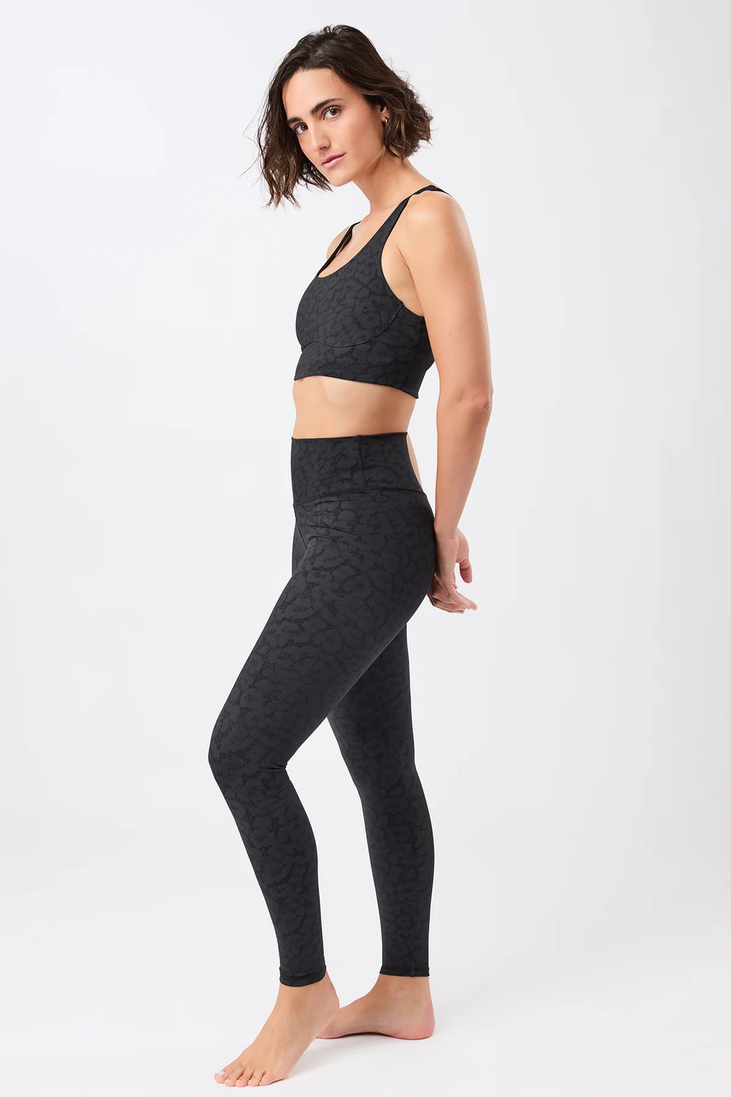 Monoprinted Tights - Leo Black