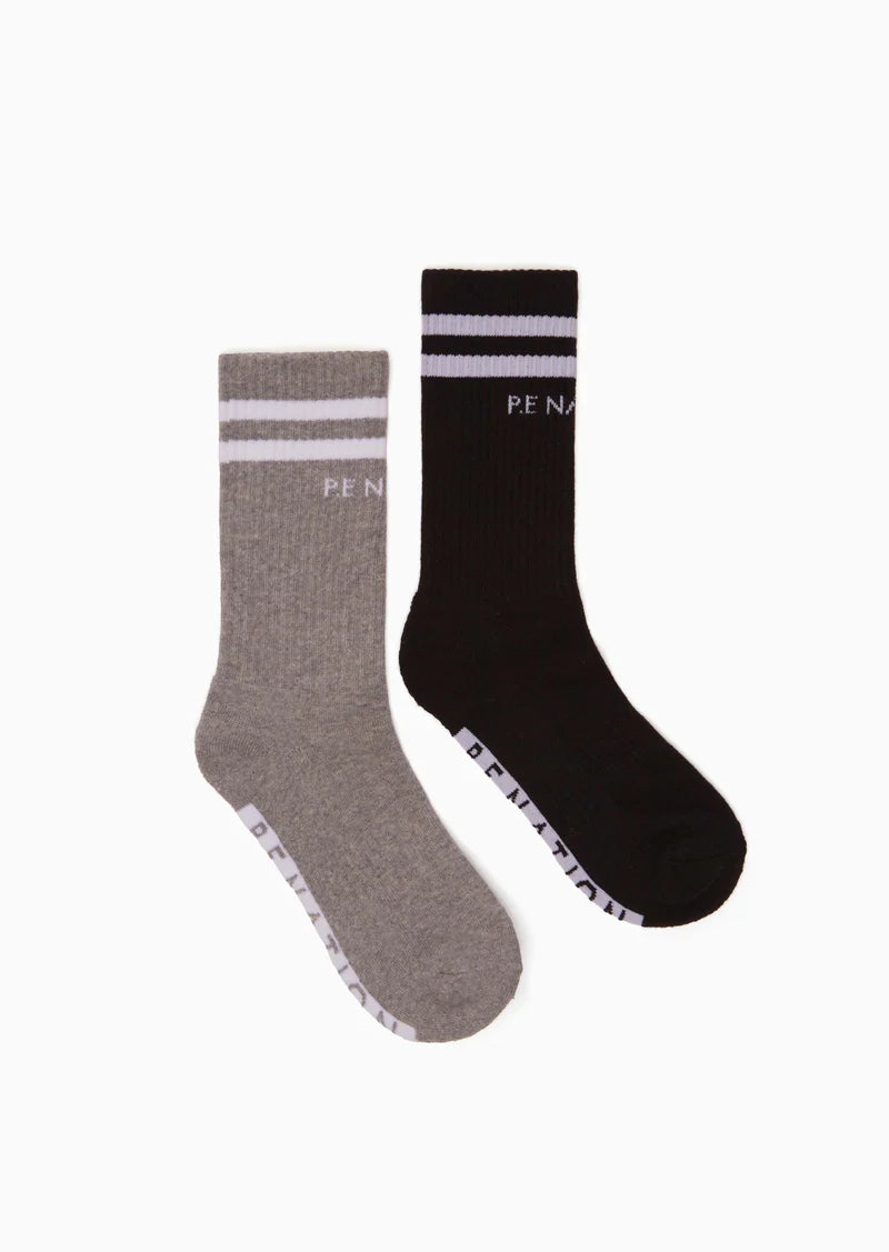 Marathon Crew Sock Twin Pack - Black/Grey