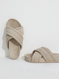 Ronley Quilted Slides - Mink Stone