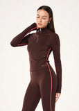 Routine Quarter Zip Long Sleeve - Mahogany/Diva Pink