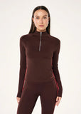 Routine Quarter Zip Long Sleeve - Mahogany/Diva Pink