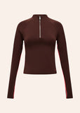 Routine Quarter Zip Long Sleeve - Mahogany/Diva Pink