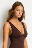 Essentials Edit Spliced One Piece - Cocoa