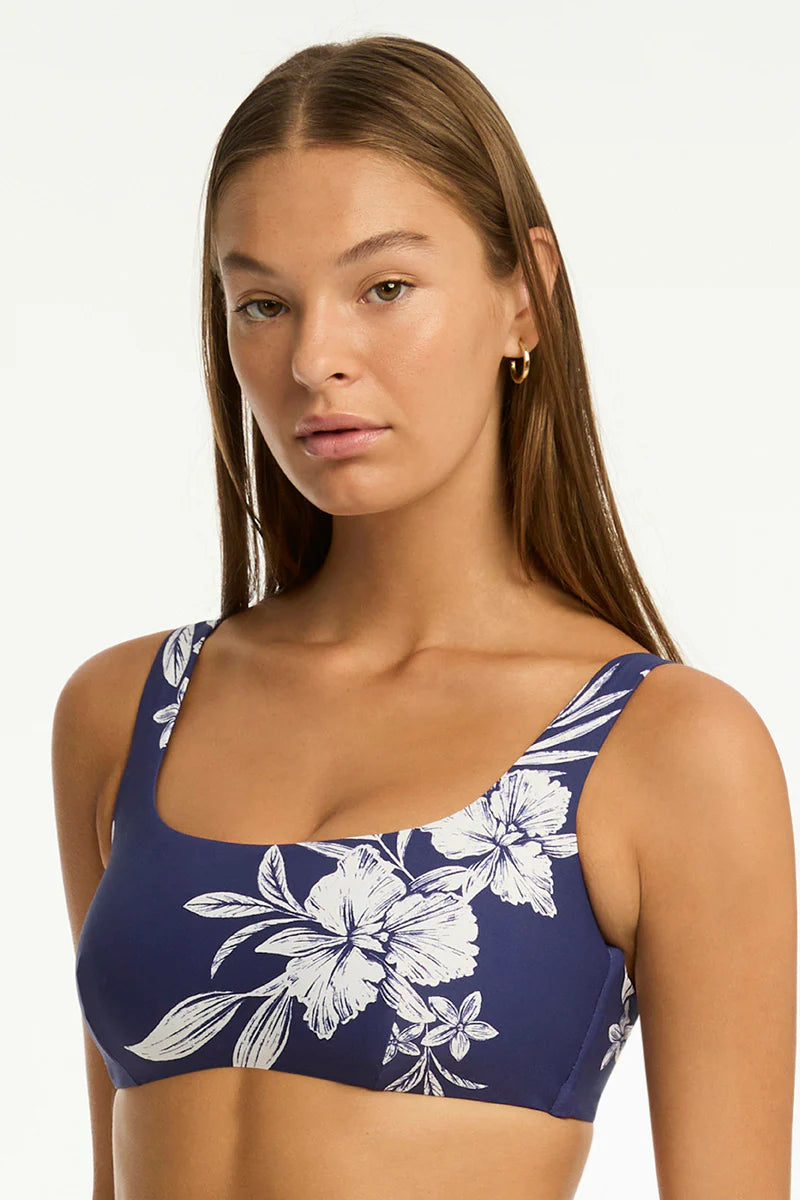 Aloha Low Square Neck Bra - French Navy