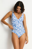Reef Cross Front Tankini Top - Denim Blue