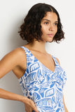 Reef Cross Front Tankini Top - Denim Blue
