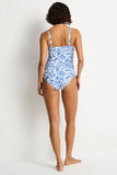 Reef Cross Front Tankini Top - Denim Blue