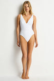 De Luxe Plunge Longline One Piece - White