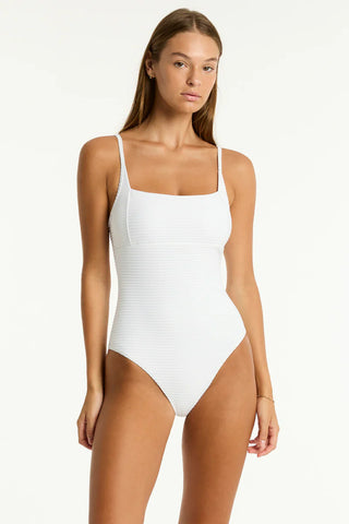 Spinnaker Square Neck One Piece - White