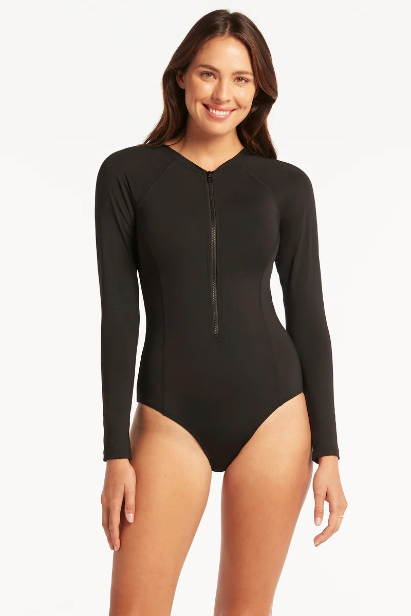 Essentials Long Sleeved Multifit One Piece - Black