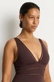 Essentials Edit Spliced One Piece - Cocoa