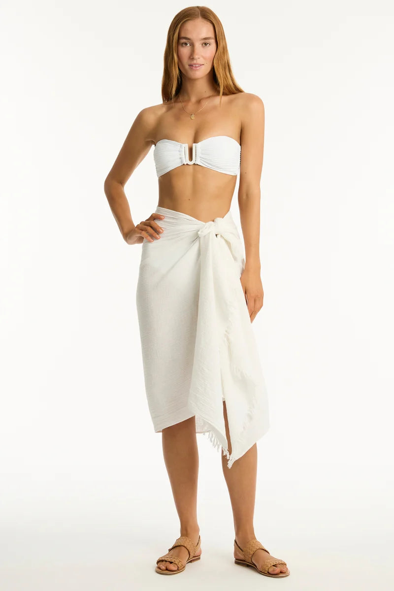 Sunset Frayed Sarong - White